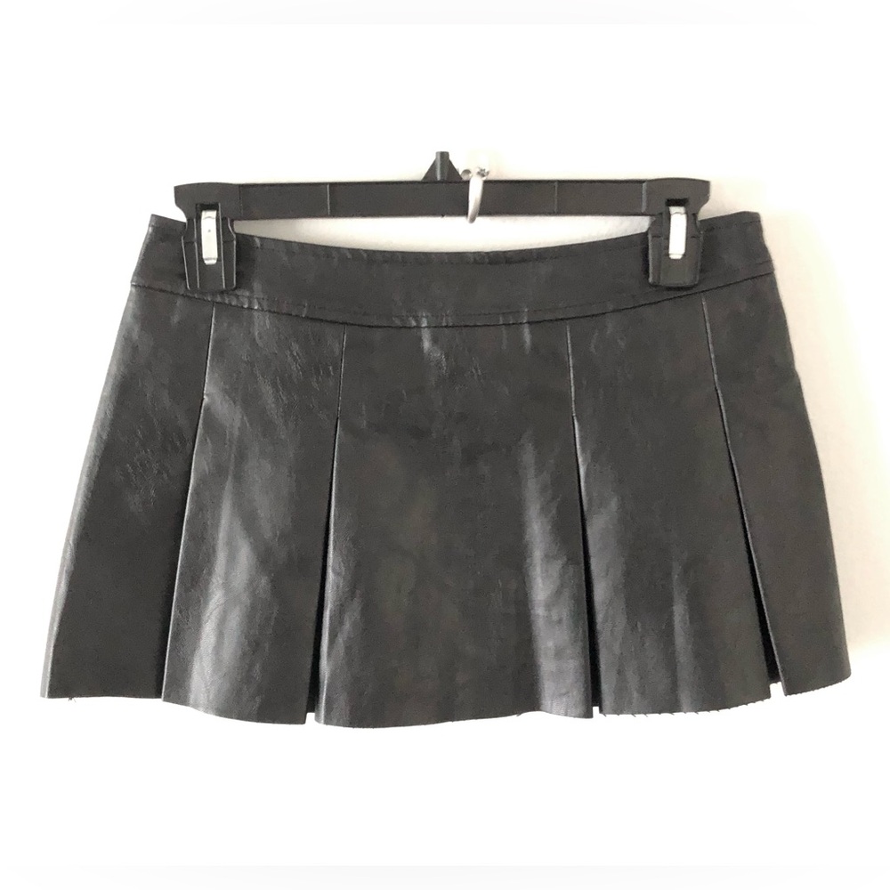 Faux Leather Pleated Mini Skirt